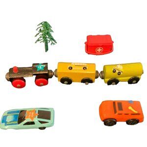 Vintage Die-Cast Train & Car Set With Accessories